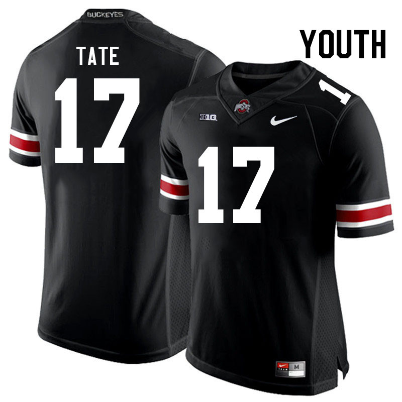 Youth Ohio State Buckeyes #17 Carnell Tate Black Authentic College Stitched Football Jersey 23IT045IW